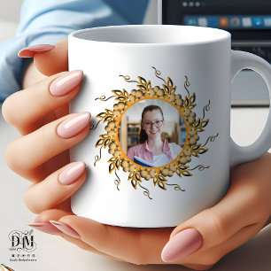 Mug Photo de Mandala Doodle Floral Orange Moderne 3D