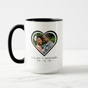 Mug Photo de mariage du cœur de jeunes mariés