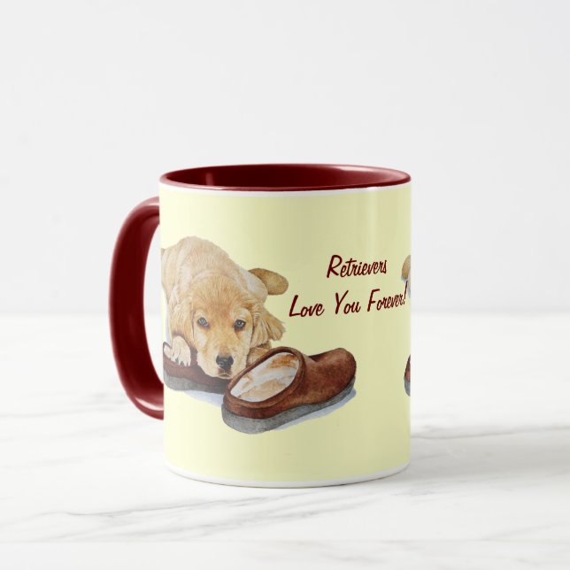 Mug photo de mignon chien de chiot récupérateur d'or (Devant gauche)