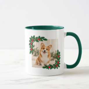 Mug Photo de Noël de Corgi et nom Chapeau de Père Noël