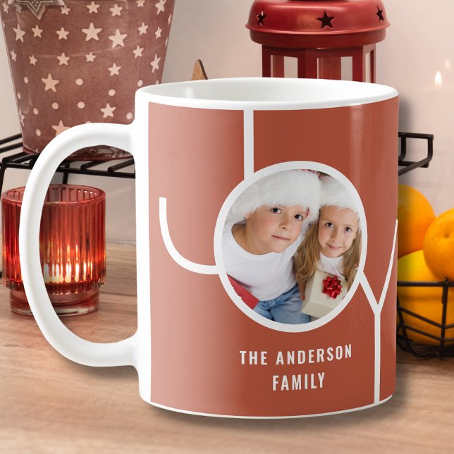 Mug Photo de Noël de famille personnalisée Terracotta (Créateur téléchargé)