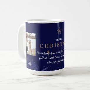 Mug Photo de Noël de la famille bleue moderne