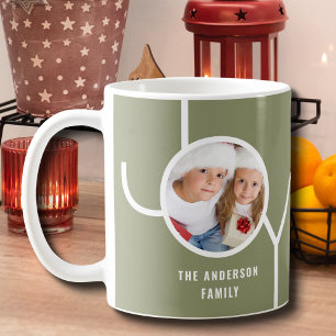 Mug Photo de Noël de la famille personnalisée Vert