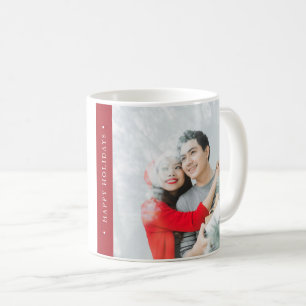 Mug Photo de Noël de vacances de joie rouge minimalist