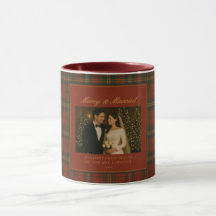 Mug Photo de Noël des jeunes mariés « Merry & Married