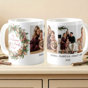 Mug Photo de Noël nostalgique d'une famille de quatre
