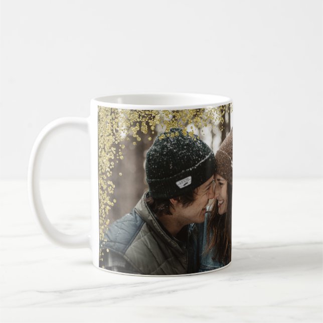 Mug Photo de parties scintillantes d'or d'amoureux de (Gauche)