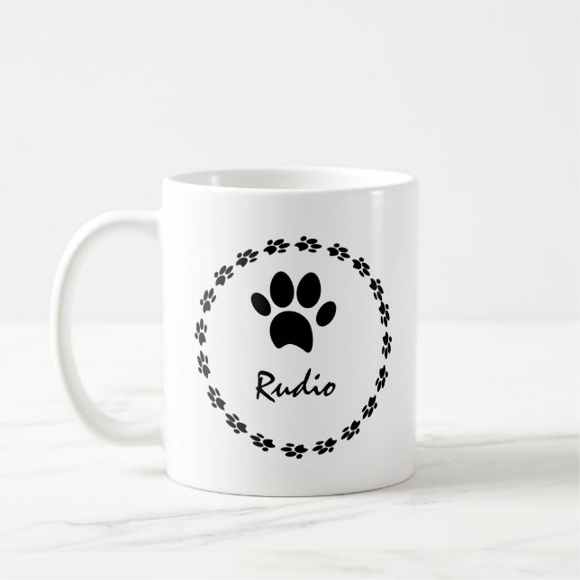 Mug Photo de patte de chaton mignon avec nom  (Gauche)