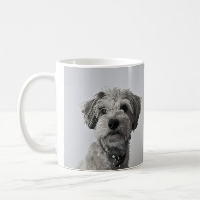 Mug Photo de portrait de chiot Schnauzer (Gauche)