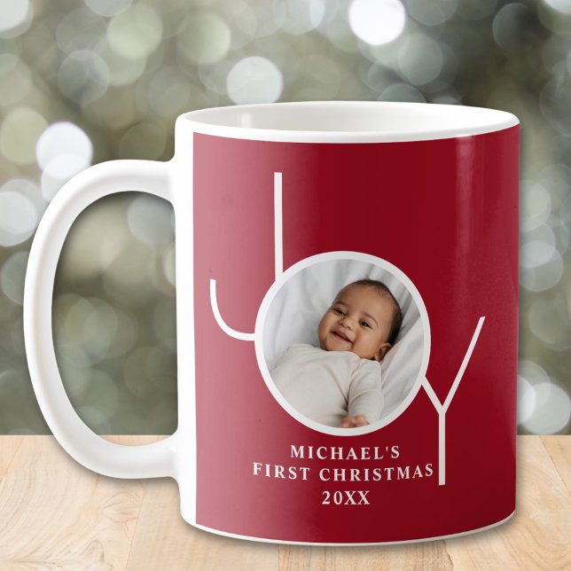Mug Photo de premier Noël de bébé rouge (Créateur téléchargé)