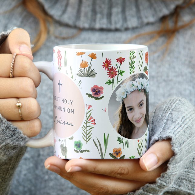 Mug Photo de première communion de Wildflower (Wildflower First Holy Communion Photo Coffee Mug)