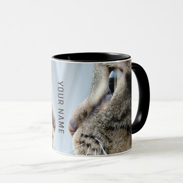 Mug Photo de profil de visage de chat (Devant droit)
