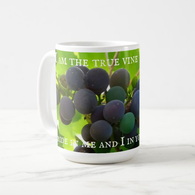 Mug Photo de Raisins Violets Évangile de Jean Bible Ve (Devant gauche)