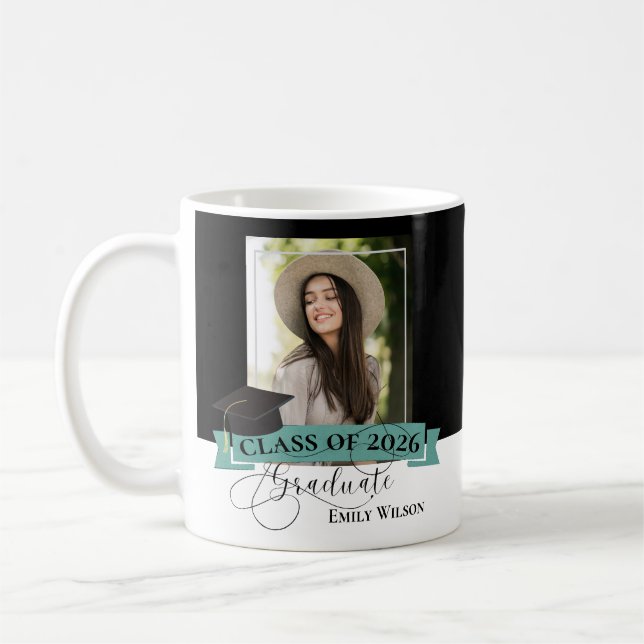 Mug photo de remise de diplôme noir et blanc – Pro (Gauche)