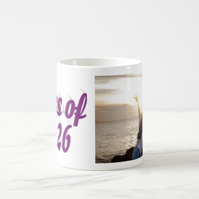 Mug Photo de remise des diplômes avec texte violet de  (Centre)