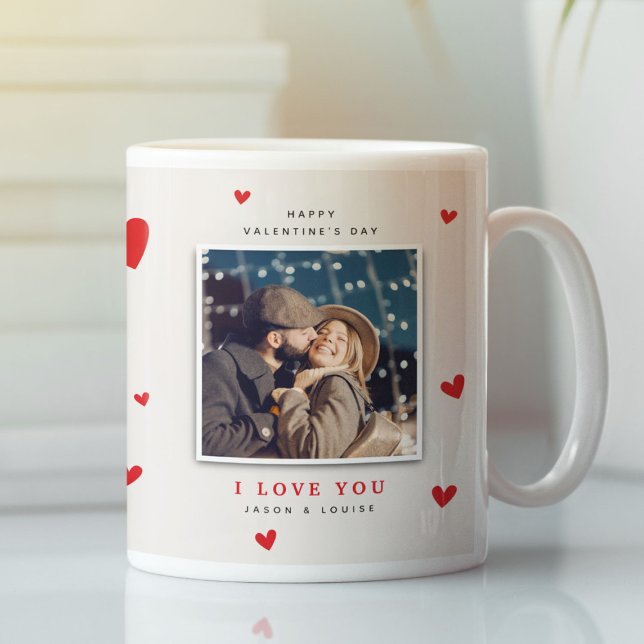 Mug Photo de Saint-Valentin Cœurs Rouges Mignons (Créateur téléchargé)