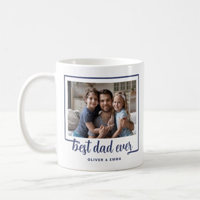 Mug Photo de script moderne Best Papa Ever (Gauche)