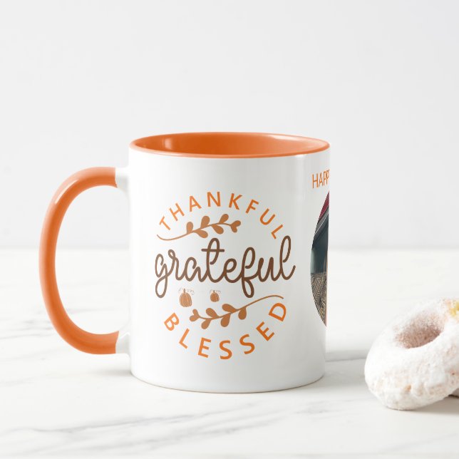 Mug Photo de Thanksgiving Béni Reconnaissant Grateful (Avec donut)