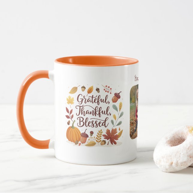 Mug Photo de Thanksgiving Bénis Reconnaissant Grateful (Avec donut)
