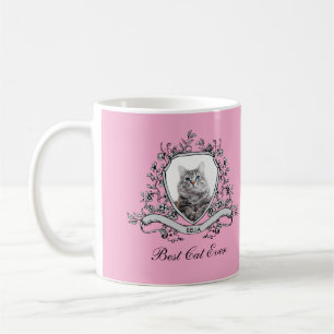 Mug Photo de votre chat dans une crête florale   Meill