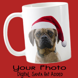 Mug Photo de votre chien avec un chapeau de Père Noël