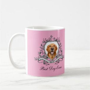 Mug Photo de votre chien dans une crête florale Meil