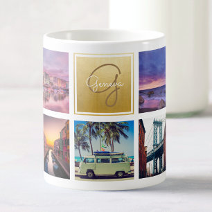 Mug Photo de voyage personnalisée Collage Monogramme N