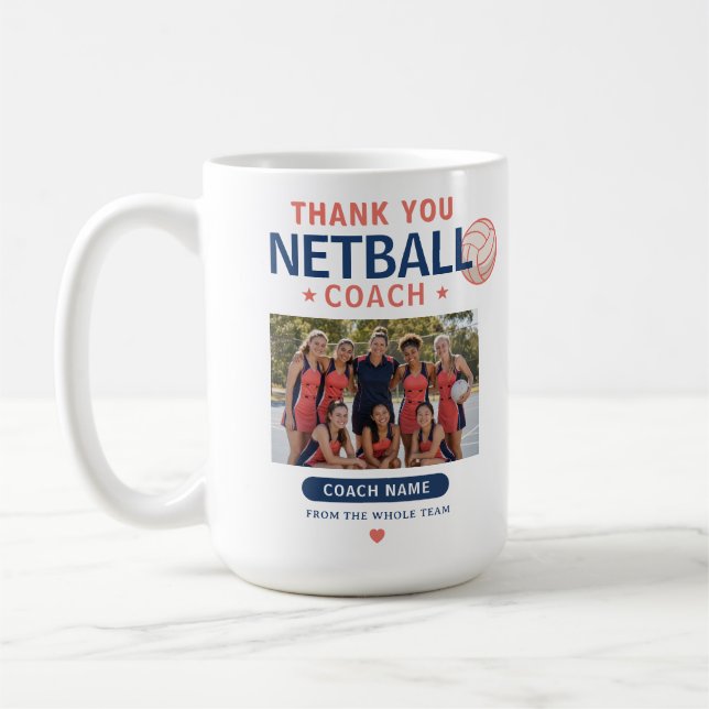 Mug Photo d'équipe moderne de netball Merci à l'entraî (Gauche)