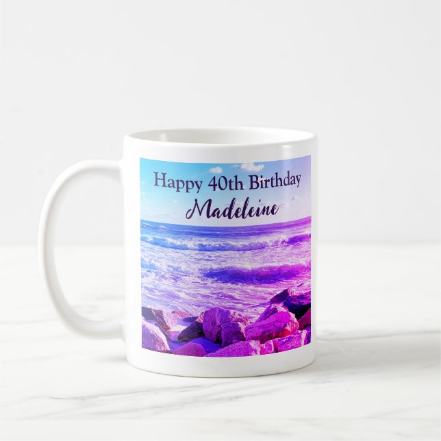 Mug Photo des vagues de l'océan Atlantique 40e anniver (Gauche)