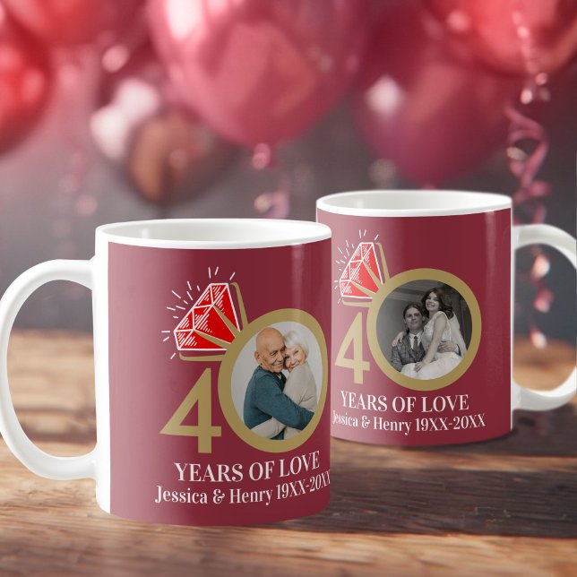 Mug photo du 40e anniversaire de mariage rubis mainten (Créateur téléchargé)