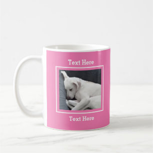 Mug Photo du chien blanc mignon dormant rose