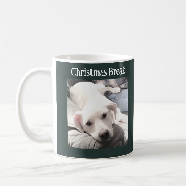 Mug Photo du chien mignon Noël Break Green (Gauche)
