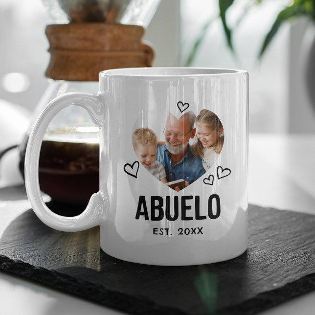 Mug Photo du cœur d'Abuelo esquissé (Créateur téléchargé)
