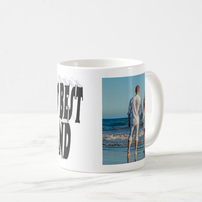 Mug Photo du mari avec texte noir (Devant droit)