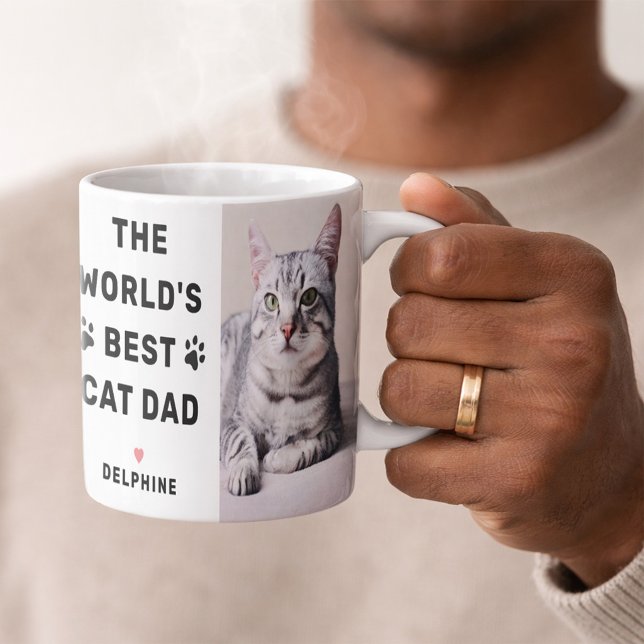 Mug Photo du meilleur papa chat du monde Noir (Créateur téléchargé)