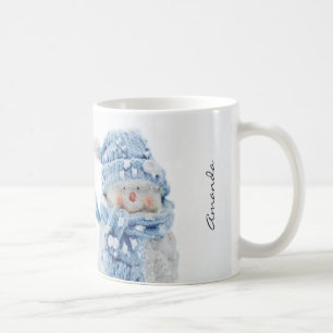 Mug Photo d'un mignon bonhomme de neige en hiver - Noë