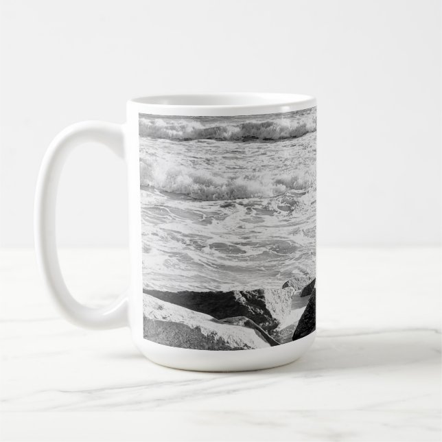 Mug Photo en noir et blanc des vagues de l'océan Atlan (Gauche)