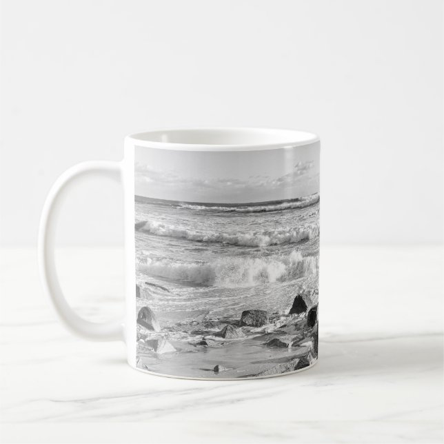 Mug Photo en noir et blanc des vagues de l'océan Atlan (Gauche)