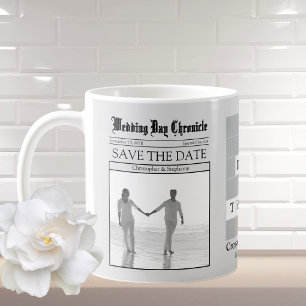 Mug Photo en noir et blanc Faire-part de mariage journ