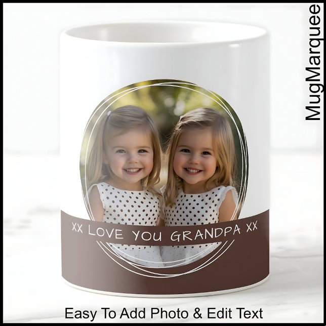 Mug Photo et message personnalisés Blanc et Brown Mémo (Créateur téléchargé)