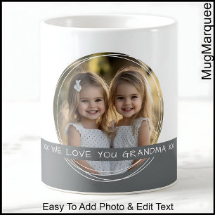 Mug Photo et message personnalisés Blanc et gris Mémoi