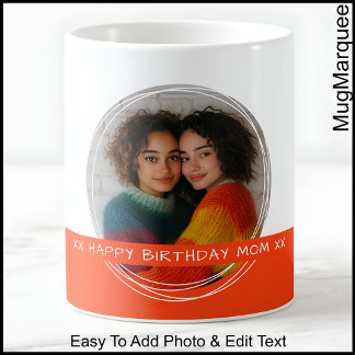 Mug Photo et message personnalisés Blanc et orange Mém