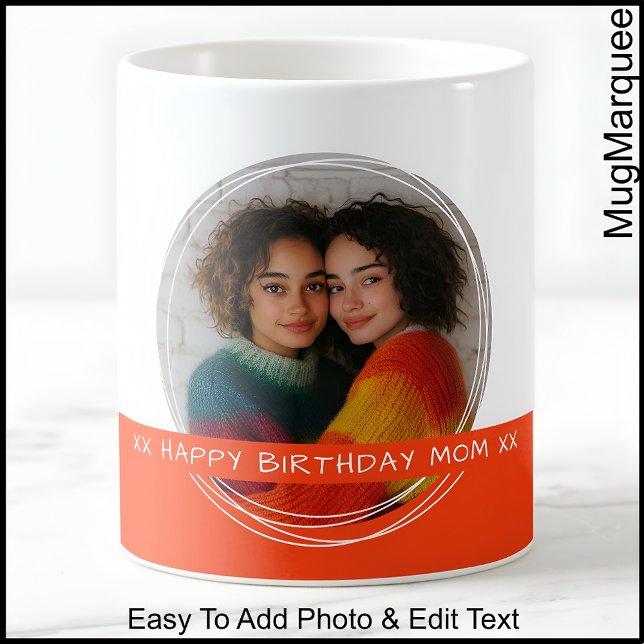 Mug Photo et message personnalisés Blanc et orange Mém (Créateur téléchargé)