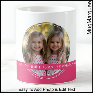 Mug Photo et message personnalisés Blanc et rose Mémoi