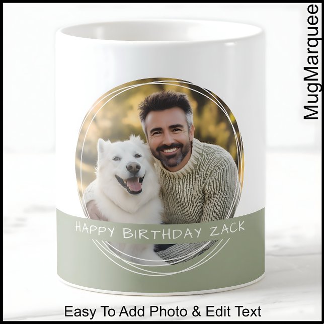 Mug Photo et message personnalisés blanc et vert Mémoi (Créateur téléchargé)