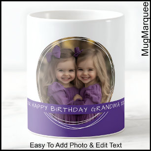 Mug Photo et message personnalisés Blanc et violet Mém