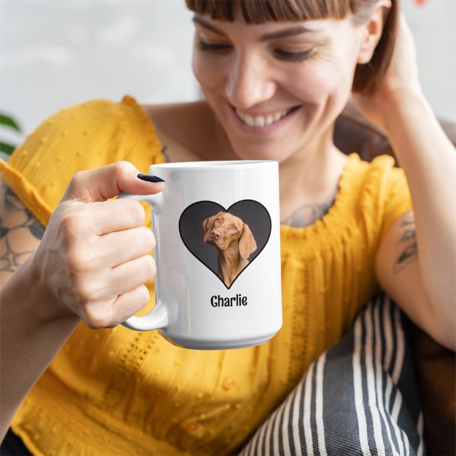 Mug Photo et nom cadrés sur le coeur personnalisés Per (Créateur téléchargé)