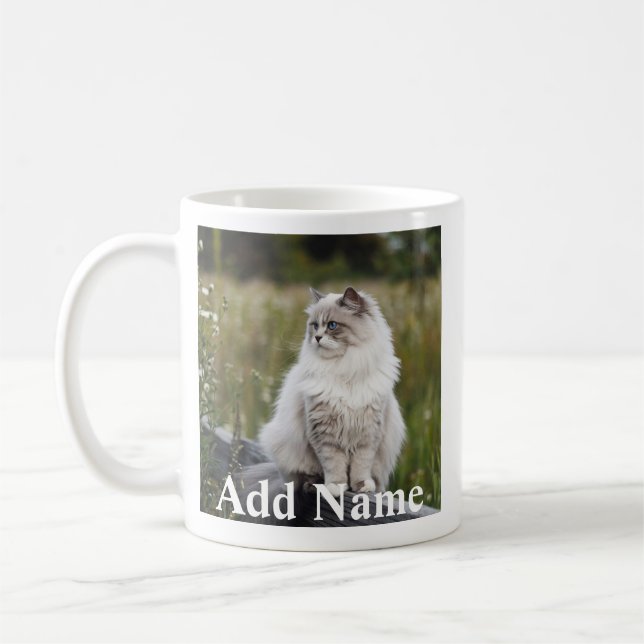 Mug Photo et nom personnalisés de l'Amoureux des chats (Gauche)