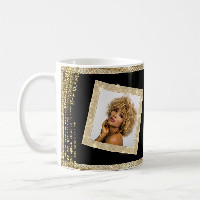 Mug Photo et texte personnalisés Parties scintillant B (Gauche)