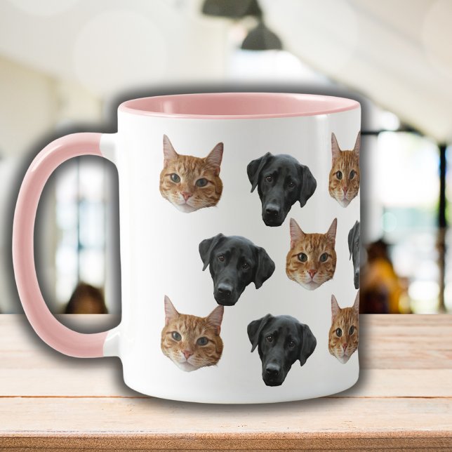 Mug Photo Face 2 de Chien de Chat Personnalisé Moderne (Créateur téléchargé)